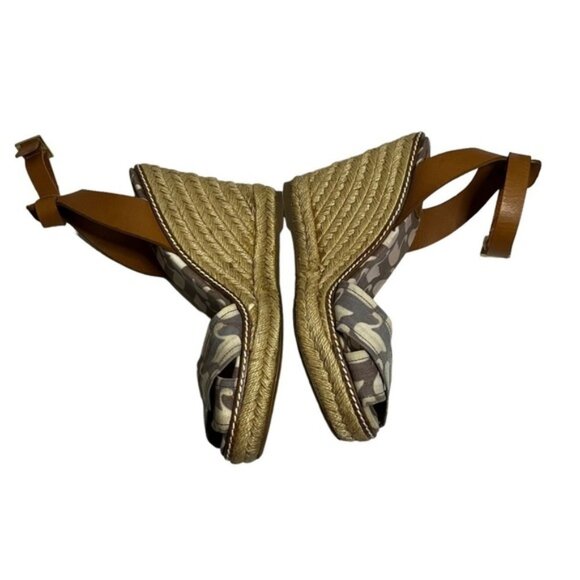 Tory Burch Swan Espadrille Wedge Sandals Ankle Strap Women's Size 8 B - Picture 3 of 11